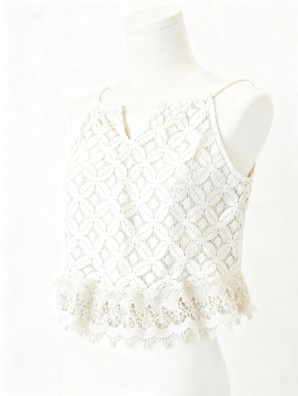Charlotte Russe White Geometric Crochet Lace Peplum Cami Top